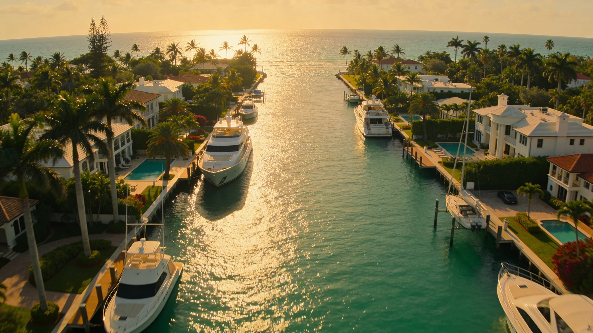 Fort Lauderdale Intracoastal waterway at golden hour